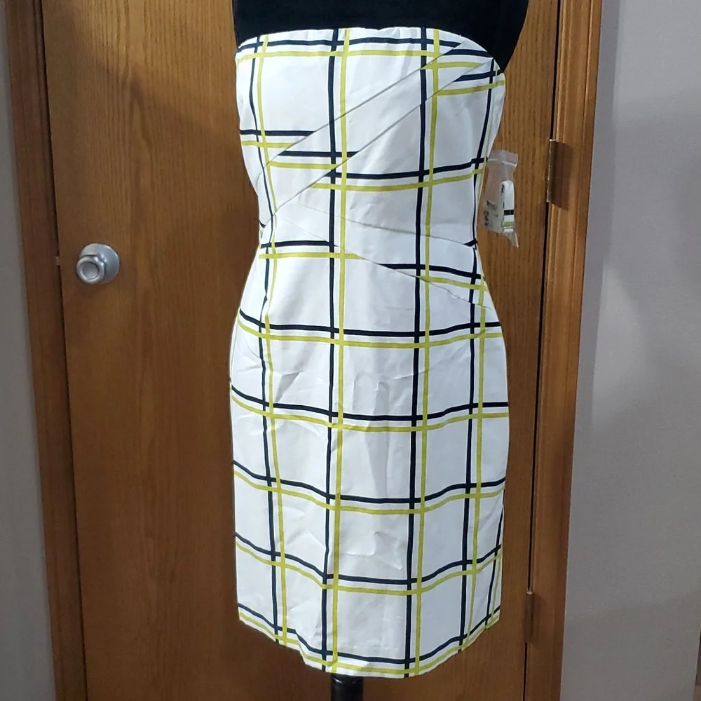 Gianni Bini green black white strapless nwt dress sharp